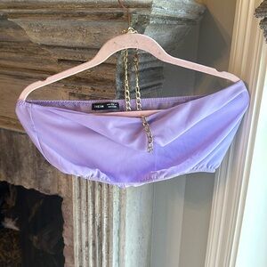 SHEIN purple  halter crop top with gold chain, medium